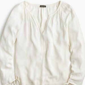 J. Crew Point Sur Drapey V-Neck Blouse in Ivory (size S)